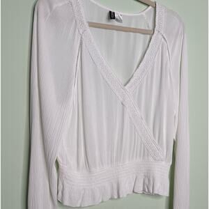 H&M White Divided Embroidered Top Size 12